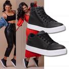 Kit Tênis Feminino Preto Clássico + Tênis Feminino Cano Longo Preto Para Um Visual Moderno Para Todas Ocasioes.
