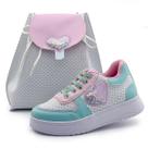 Kit Tênis Infantil Menina Calce Fácil Com Bolsinha Confortável Feminino Branco Rosa MzShoes
