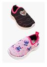 Kit Tênis Infantil Menina Coração Prata Rosa Lilo Volta Aula