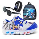 Kit Tênis Led Infantil Menino Masculino Sonic + Mochila + Relógio + Óculos
