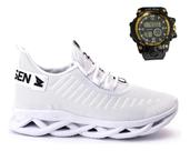 Kit Tenis Masculino Academia Corrida Conforto Relogio Sport