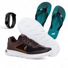 Kit Tênis Masculino Polo Casual Gold Conforto Estilo e Leveza + Chinelo + Relógio Digital no Seu Dia