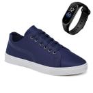 Kit Tenis Sapatênis Casual Lona Com Relógio Masculino