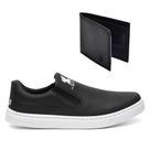 Kit Tênis Slip On Casual Polo Masculino Extra Macio Carteira