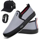 Kit Tênis Slip On Masculino Lona + Relógio Digital + Boné