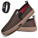 Kit Tênis Slip On Masculino Lona + Relógio Digital Casual