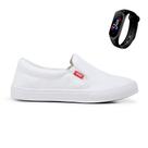 Kit Tênis Slip On Voe Palmilha Com Bolha em Gel + Relógio Digital Touch