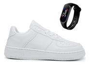 Kit Tênis Sneakers Casual Blogueira Skate Force + Relógio