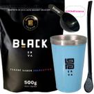 Kit Tereré Black Erva Mate 500g + Copo Alumínio Térmico AZUL + Bomba Clássica Preta-Acompanha Scoop