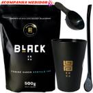 Kit Tereré Black Erva Mate 500g + Copo Cuia Caldereta Preto + Bomba Clássica Preta Escolha o Sabor