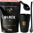 Kit Tereré Black Erva Mate 500g + Copo Cuia Caldereta Preto + Bomba Clássica Preta Escolha o Sabor