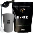 Kit Tereré Black Erva Mate Copo Caldereta Cinza de Acrílico Bomba Clássica Cromada