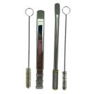 Kit tereré bomba clássica inox 18 cm de tela prata + bomba de mola inox 19cm com rosca desmontável + escova de higiênica