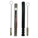Kit tereré bomba classica tela inox 18 cm + bomba v8 preta tela inox 19cm + escova higiênica