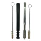 Kit tereré bomba v8 preta inox 19 cm de tela + bomba de mola inox prata 20cm sem rosca desmontável + escova higiênica