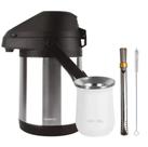 Kit Terere Chacal Bomba Cuia Garrafa Térmica Inox Branco