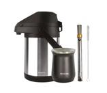 Kit Terere Chacal Bomba Cuia Garrafa Térmica Inox Preto