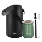 Kit Terere Chacal Bomba Cuia Garrafa Térmica Preta Verde