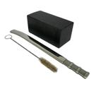 Kit tereré copo aço inox 250ml craquelado quadrado + bomba clássica 24cm prata + escova higiênica Kit tereré copo aço inox 250ml craquelado quadrado + bomba clássica 24cm prata + escova higiênica