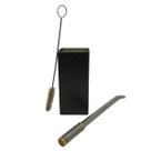Kit tereré copo aço inox 250ml craquelado quadrado + bomba mola com rosca desmontável prata + escova de higienização Kit tereré copo aço inox 250ml craquelado quadrado + bomba mola com rosca desmontável prata + escova de higienização