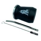 Kit tereré copo cuia alumínio 350ml redondo preto parede dupla + bomba de tela inox v8 fina 19cm prata + escova Kit tereré copo cuia alumínio 350ml redondo preto parede dupla + bomba de tela inox v8 fina 19cm prata + escova