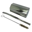 Kit tereré copo cuia octogonal inox 300ml prata + bomba de tela inox nitro fina 20cm prata + escova