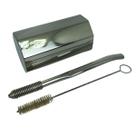 Kit tereré copo cuia octogonal inox 300ml prata + bomba mola sem rosca desmontável prata + escova de higienização