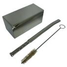 Kit tereré copo cuia quadrado inox 250ml prata + bomba inox nitro de tela fina 20cm prata + escova de higienização