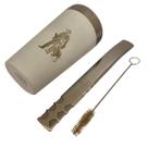 Kit tereré copo cuia térmico parede dupla de inox 500ml branco + bomba tela super premium luxo 24cm + escova