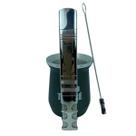 Kit tereré copo redondo 350ml alumínio parede dupla verde + bomba de tela super premium larga 20cm prata inox + escova