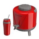 Kit Tereré Cuia C/ Tampa, Bomba Inox + Garrafa 5 L. Vermelho Unitermi