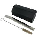 Kit tereré cuia copo octogonal preto 300ml + bomba de tela premium prata 18cm + escova de higienização
