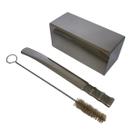 Kit tereré cuia copo quadrado 250ml prata + bomba tela clássica prata 18cm + escova