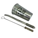 Kit tereré cuia copo redondo 200ml alumínio + bomba de mola sem rosca desmontável prata + escova de higienização