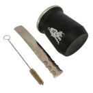 Kit tereré cuia copo redondo 350ml alumínio parede dupla preto + bomba super premium larga tela luxo 20cm prata + escova