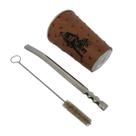 Kit tereré cuia copo redondo alumínio revestido de couro modelo avestruz 200ml + bomba tela v8 fina 19cm prata + escova