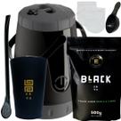 Kit Tereré Garrafa Lisa Black Erva Mate 500 G Copo Caldereta Acrílico Preto Bomba Preta Filtro Scoop