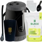 Kit Tereré Garrafa Lisa Black Erva Mate 500 G Copo Caldereta Acrílico Preto Bomba Preta Filtro Scoop