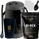 Kit Tereré Garrafa Lisa Black Erva Mate 500 G Copo Caldereta Acrílico Preto Bomba Preta Filtro Scoop