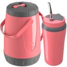 Kit Tererê Garrafa Térmica 2,5lt Cuia 650ml com Bomba Rosa