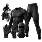 Kit Térmico Moto Masculino 4 Peças Segunda Pele Inverno Com Balaclava E Luva Touch