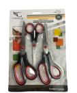 Kit tesoura de inox c/ ponta fina e cabo de plastico, nao escolar, c/ 3 pcs - crs-7155