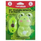 Kit Tesoura Infantil e Estilete Animals Yins Paper Modelos Divertidos, Seguro para Crianças e Ideal para Escola -
