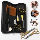 Kit Tesoura Profissional Cabeleireiro Tosa Pet Corte Reto e Dentada com Estojo Barbearia