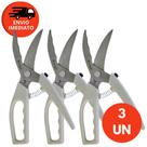 Kit Tesoura Trinchante Inox Multifunções Desossa Frango Corta Aves Peixe Carne Assada
