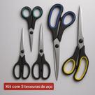 Kit Tesouras de Aço Inoxidável Multiuso e Alta Durabilidade Tesoura Grande e Pequena Hobby ou Profissional