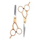 Kit Tesouras Profissional Dourada Com Estojo Para Corte