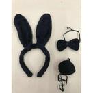 Kit Tiara Coelho Para Fantasia Cosplay Preto