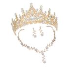Kit Tiara Coroa + Colar Brinco Debutante Noiva Alto Luxo