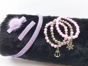 Kit Tiara Manta Hair clip e pulseiras artesanal - Kt 0126A Kit Tiara Manta Hair clip e pulseiras artesanal - Kt 0126A